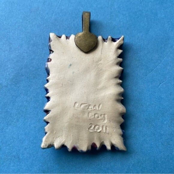 NWOT Ceramic Bohemian Floral Pendant - Handmade one of a kind - Picture 3 of 7